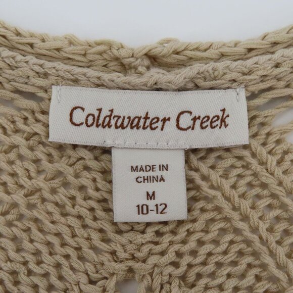 Coldwater Creek Women Medium 10-12 Beige Knit Open Front Sleeveless Sweater Top - Picture 7 of 11